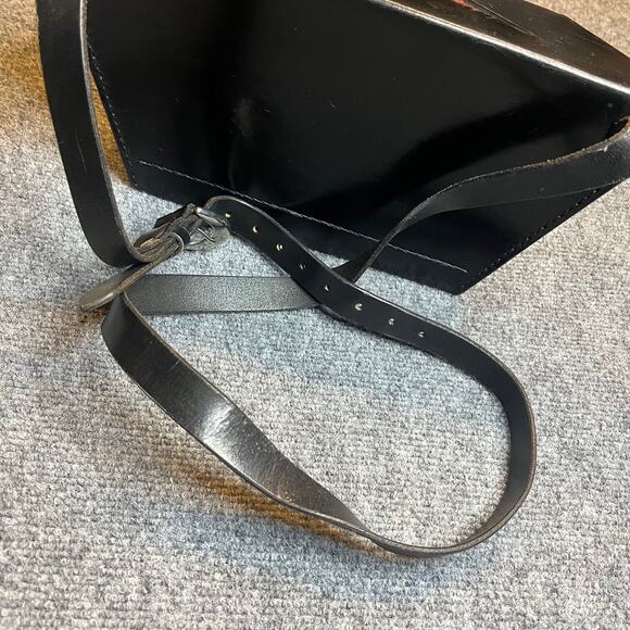 Leather Snakeskin Art Bag Black Geometrical Design Adjustable Handcrafted Rare - Picture 5 of 12